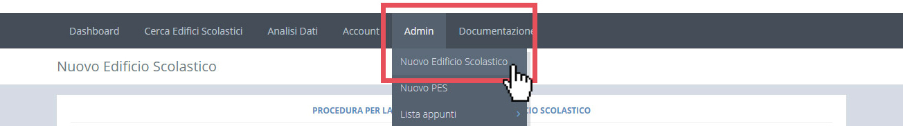 immagine menu admin, nuovo edificio scolastico