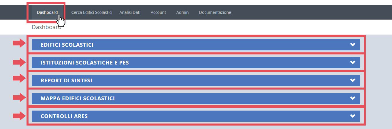 immagine pagina dashboard, finestre chiuse