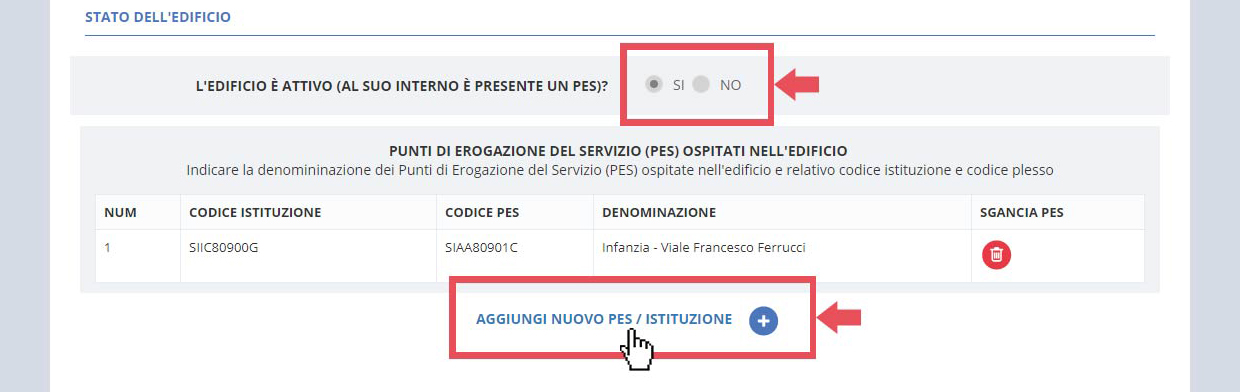 immagine pagina sezione A, stato dell'eficio